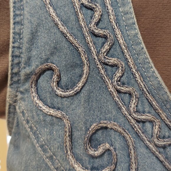 Western Style Long Dress with Blue Denim Vest & White  Skirt by  d. Frank Size 6 - Picture 5 of 6